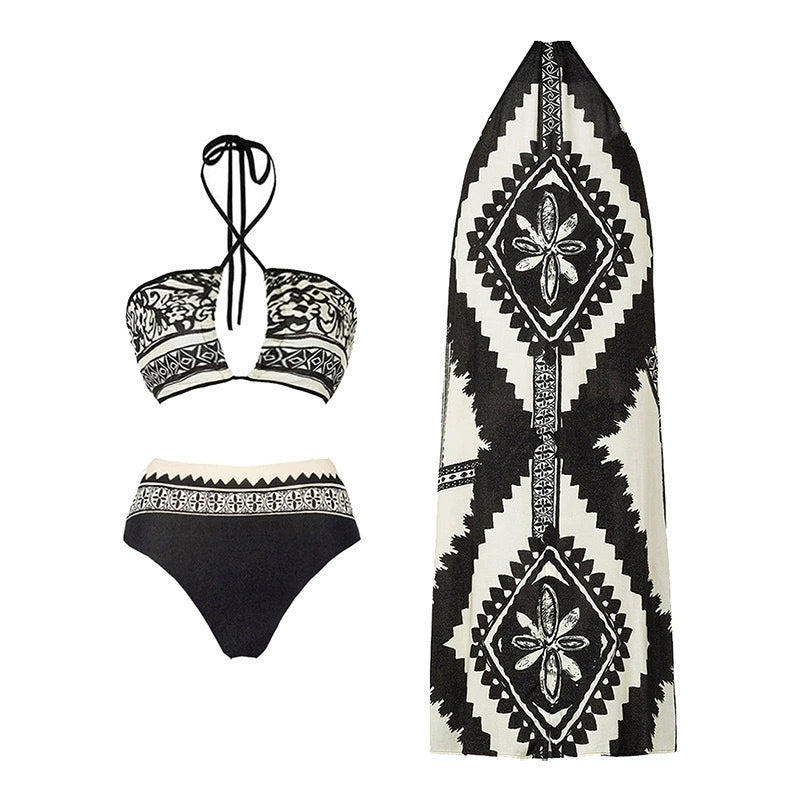 Sunset Essentials- Dual-Tone Bikini with Cover-Up Dress