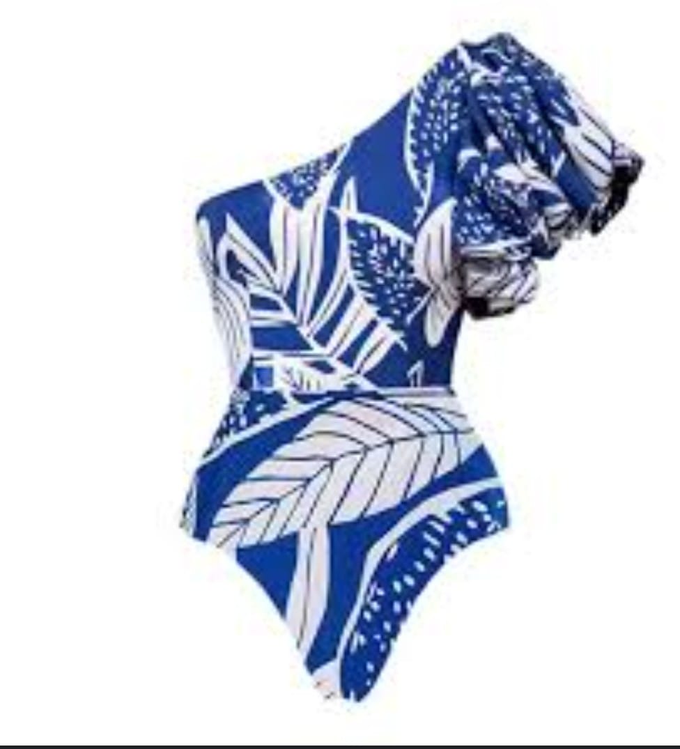 Paradise Island- Verdant Elegance One-Shoulder Monokini with Skirt